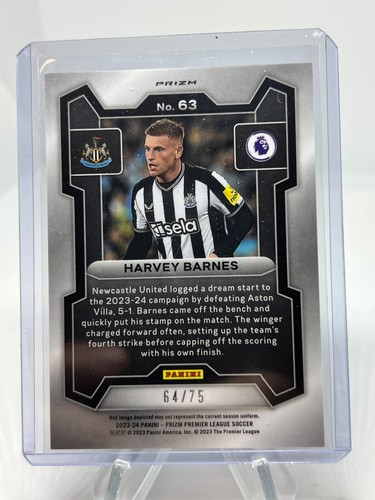 2023-24 Panini Prizm Premier League Harvey Barnes Blue Ice Prizm /75 #63 - Picture 2 of 2