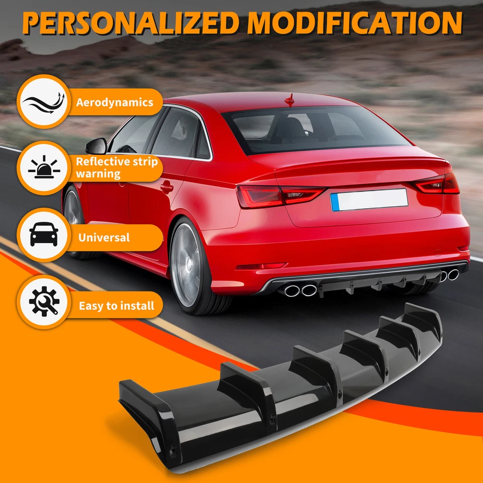 Rear Lip Bumper Diffuser Shark Fin Spoiler Black For Audi TT /TT RS/TTS Quattro - Image 4 of 4