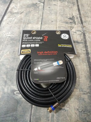 GE 25' Pro Quad Shield RG6 Coax Cable 3GHZ Digital By Jasco. Audio & Video ZB
