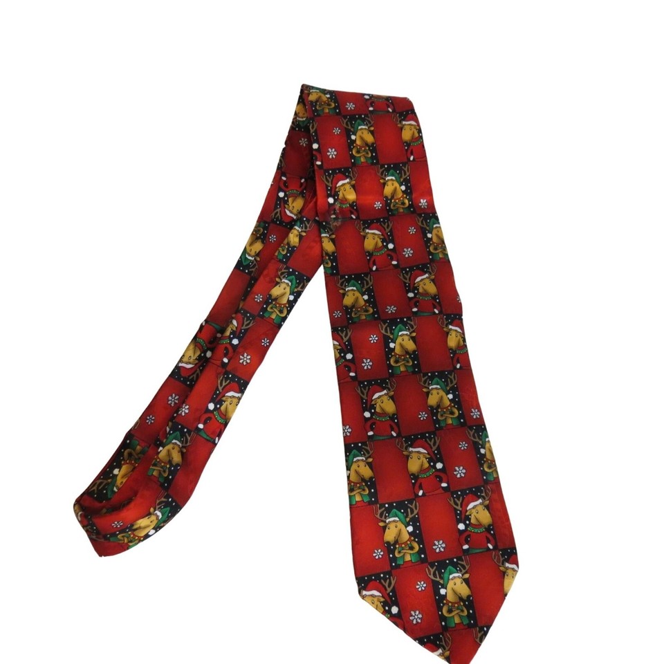 Hallmark Yule Tie Greetings Men's Tie Silk Christmas Novelty Reindeer