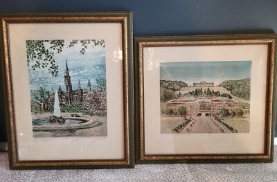 Vintage Silk Etched Paintings