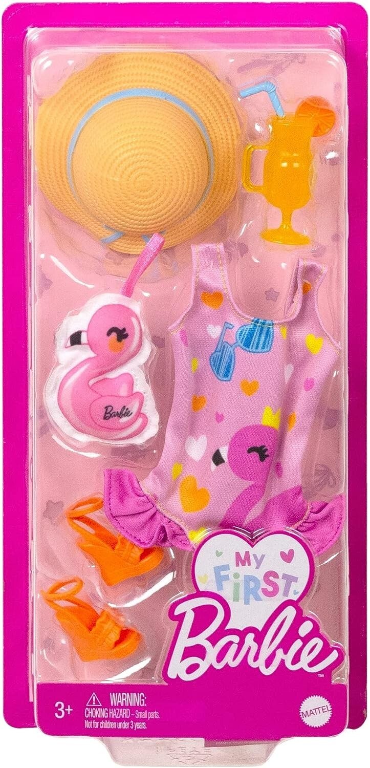Barbie  Fashion Pack, Preschool Doll Clothes with Swimsuit and Beach Accessories