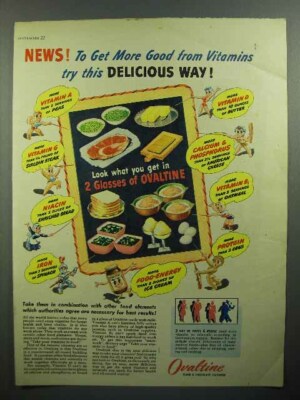 1944 Ovaltine Drink Ad - Get More Good From Vitamins