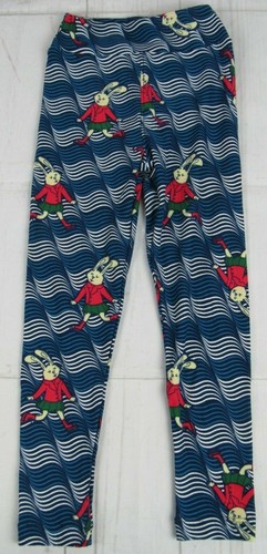 LuLaRoe Kids Leggings Blue & White with Rabbit Size S/M New