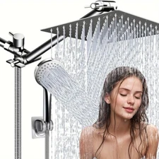 8/10/12 Inch Stainlese Steel Rain Shower Head with 3-Spary Handheld Spray Combo