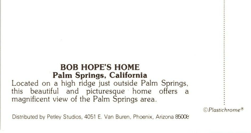 Bob Hope's Home Palm Springs, California Postal Nueva Construcción Vista Aérea - Imagen 4 de 4