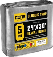 5 Mil Tarp Cover,UV Resistant, Rip and Tear Proof(Silver/Black 24′ X 30′)