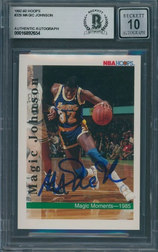 1992/93 Hoops #329 Magic Johnson Beckett Authentic Signed Auto 10 *2654