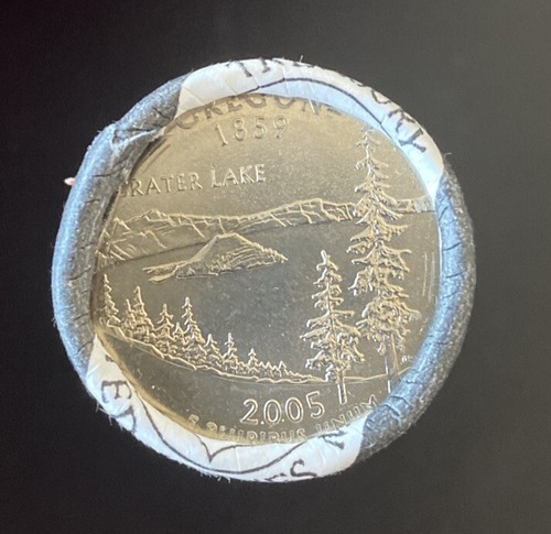 Cuarto de cuarto del estado de Oregon 2005-P, rollo envuelto como nuevo de $10 EE. UU. - Imagen 2 de 3
