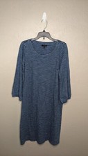Talbots Womens XSmall Blue White Striped Short Sleeve Sheath Midi Dress