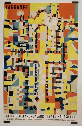 Lagrange Gallery Villand - Galanis 1959 Poster Original Exhibition Abstract
