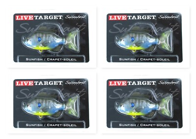 (4) Koppers LiveTarget 3 1/2'' Sunfish Swimbait Series 1/2 Oz Natural Bluegill