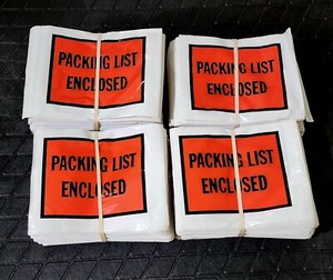 Full Face Shipping Packing List Enclosed Envelopes 4.5" x 5.5"