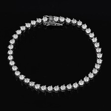 3 Prong 3MM D Color Moissanite Tennis Chain Bracelet Girls 925 Sterling Silver