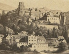 CASTLE ON HILL ABOVE VILLAGE ON RIVER. CDV.
