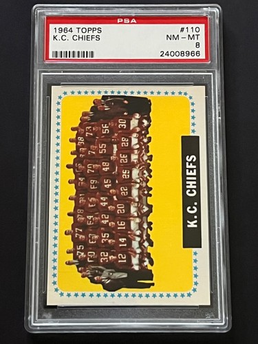 1964 Topps Football #110 Kansas City Chiefs Team PSA 8