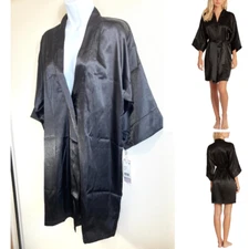 NWD Linea Donatella S/M Short Satin Robe Black BDE034 $48