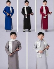 Hot Chinese Kids Ancient Mandarin Boys Robe Long Gown Ip Man Costume Stage Dress