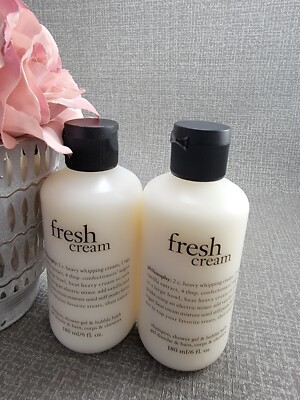 2X PHILOSOPHY FRESH CREAM SHAMPOO, SHOWER GEL & BUBBLE BATH 6 oz EACH NWOB
