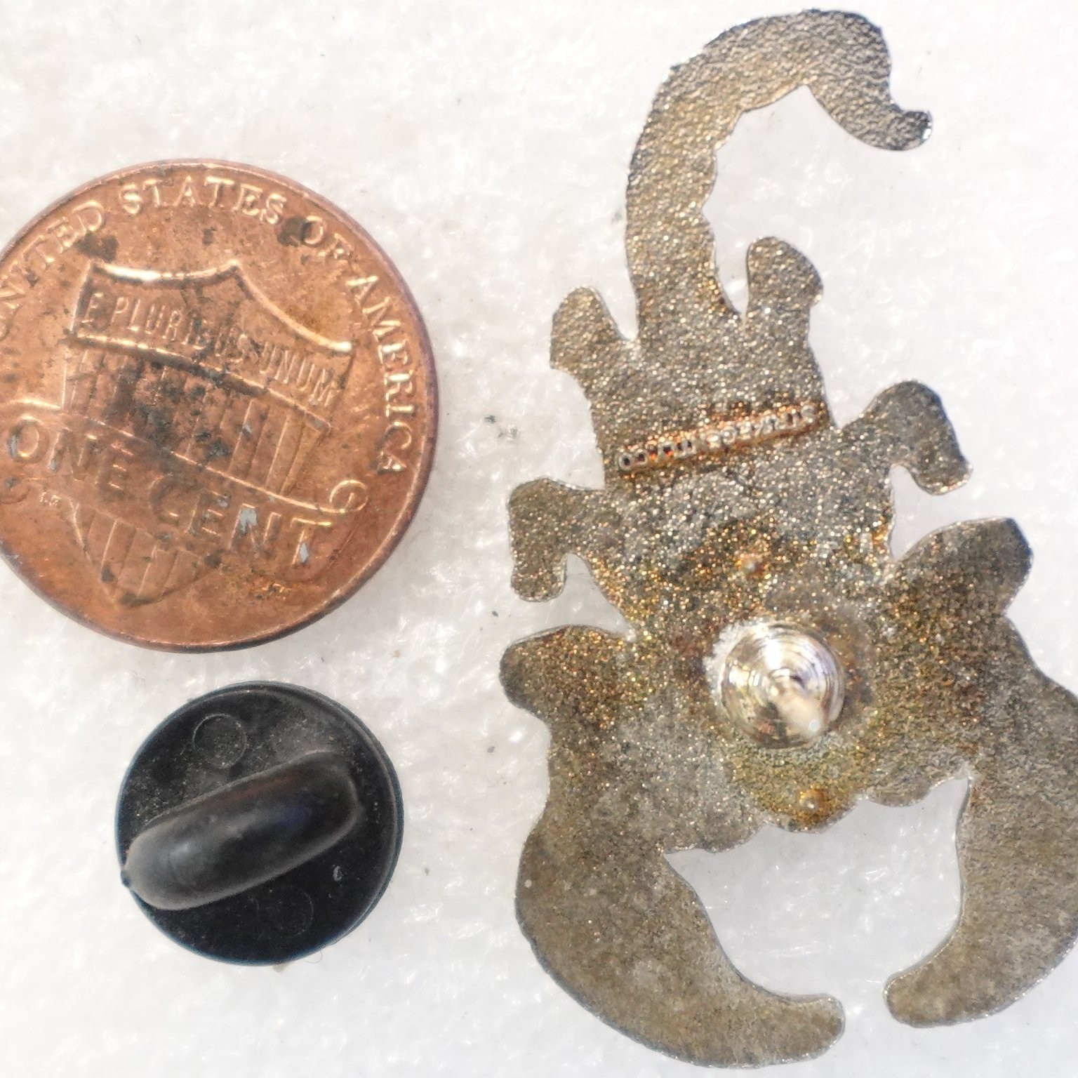 Floral Pattern Scorpion Pinback Button Metal Enamel Unique Design