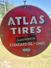 Vintage Porcelain Atlas Tires SOHIO "Guaranteed Standard Oil of Ohio Sign, 1962