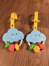 Vintage Fisher Price 619 Elephant Teether Crib Toy Lot Of 2
