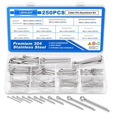 250pc Cotter Pin Assortment Kit, 12 Sizes, 304 Stainless Steel, Hardware Pins