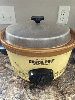 Vintage Rival Crock Pot Slow Cooker Harvest Stoneware w Lid WORKS!