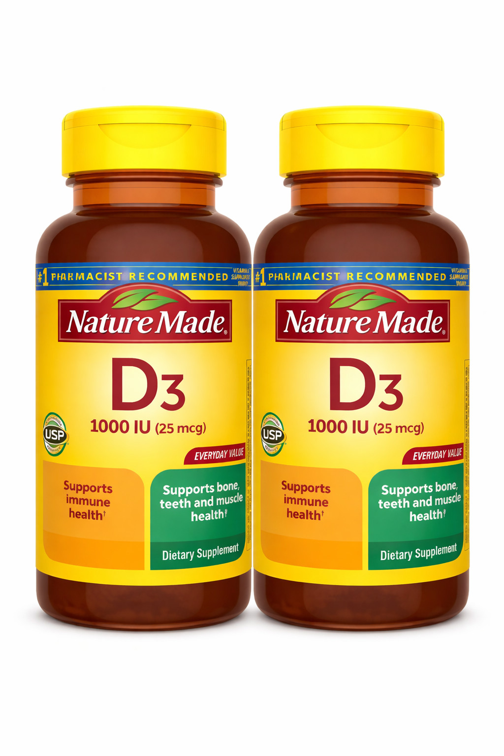Nature Made Vitamin D3 1000 IU 2 Pack 420 Ct Bone & Immune Health USA