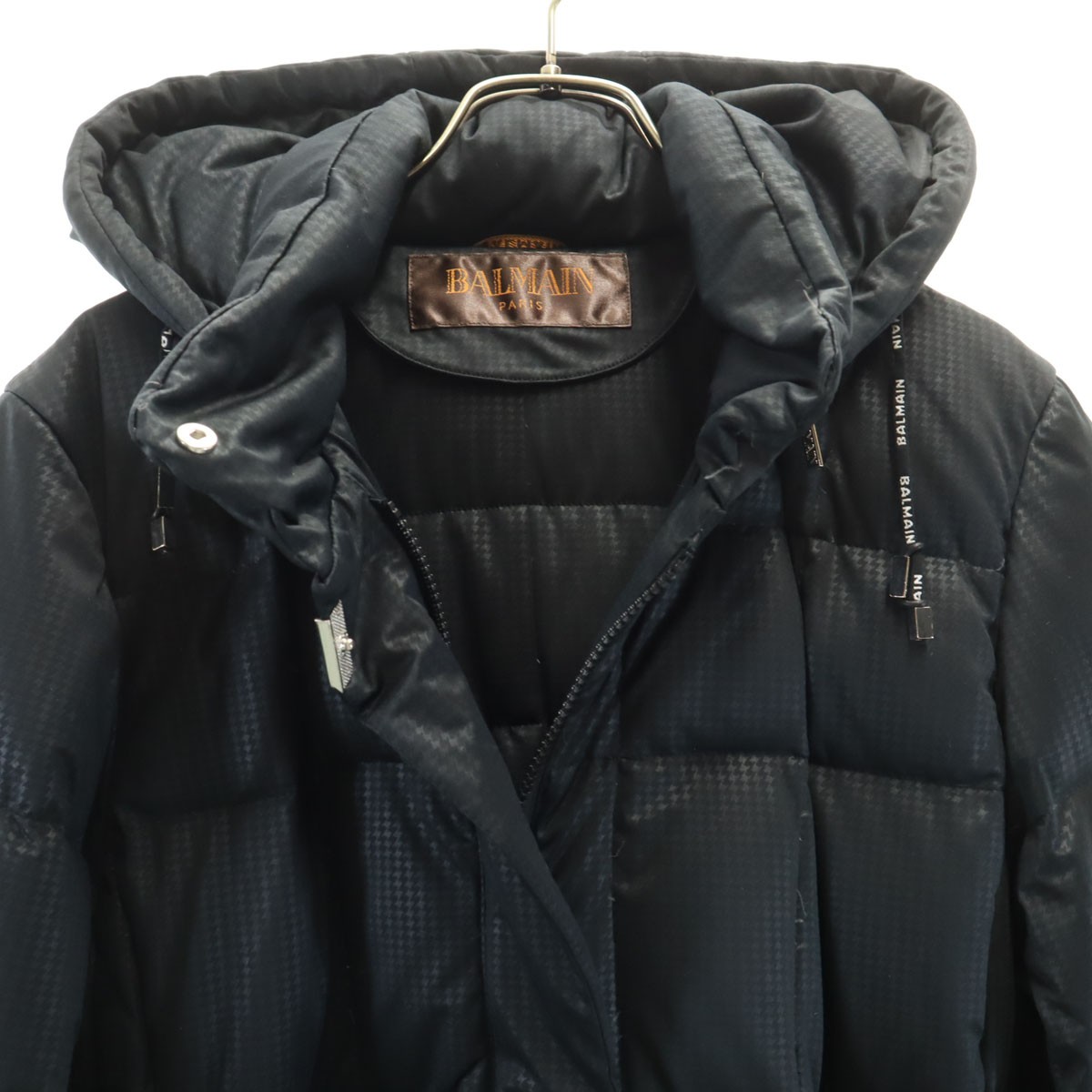 BALMAIN Houndstooth Pattern down coat M Black ser… - image 3