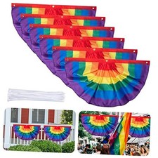 EBaokuup 6PCS Rainbow Pride Bunting Flag, 3 x1.5 Ft Rainbow Bunting-6PCS