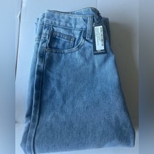 PrettyLittleThing Women’s Jeans Light Blue Wash Long Leg Split Hem Size 4