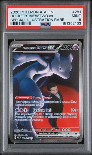 TEAM ROCKET'S MEWTWO EX Ascended Heroes Special Illustration Rare #281 PSA 9