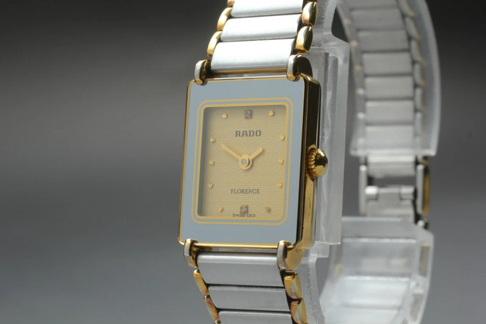 [Near MINT] Rado Florence 204.3631.2 Gold 2 Stones Tank Womens Qz Watch JAPAN - Image 3 of 4
