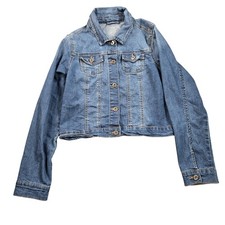 Jordache Jacket Girls 14/16 Blue Denim Button Front Stretch Lightweight Casual