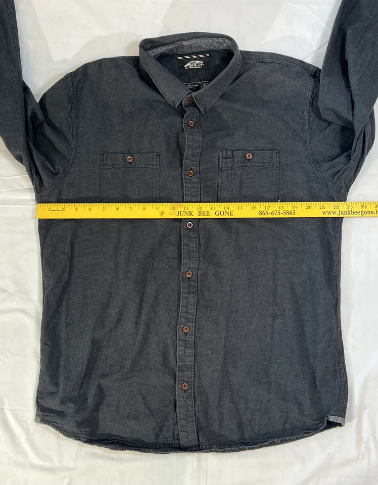 Vans Shirt Mens XL Gray Long Sleeve Button Up Casual Double Pocket Skate Style - Image 4 of 4
