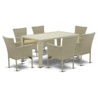 East West Furniture Gudhjem 7-piece Patio Dining Set with Armchairs in Natural