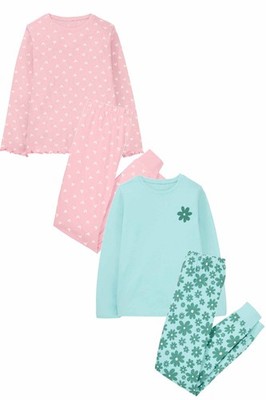 L&D Mädchen Pyjama Set lange Schlafhose + langarm Oberteil Warm Winter Bequem