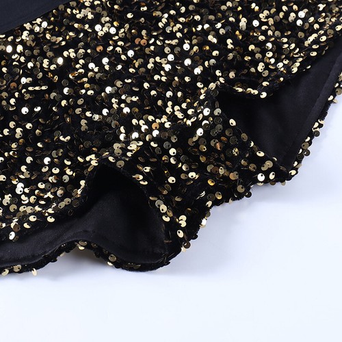 Pantaloncini estivi paillettes donna vita alta sexy festa glitter scintillanti hot pants - Foto 15 di 21