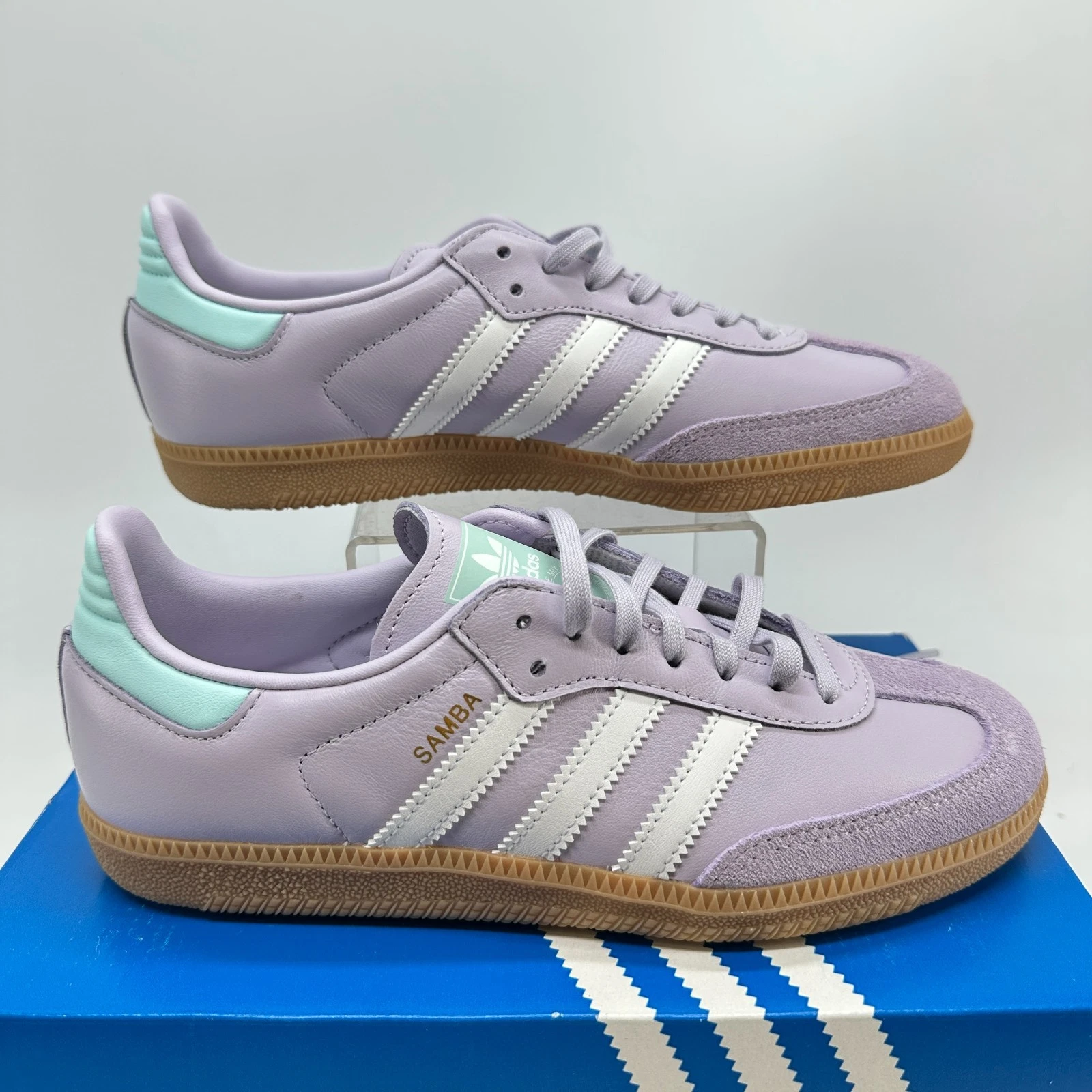 Adidas Samba OG J sneaker atletica argento alba lilla unisex bambini taglia 6 stringate
