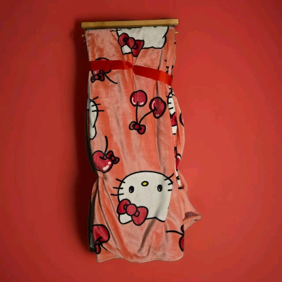 Hello Kitty Cherry Bow Throw Blanket 60" X 70" - Image 3 of 3