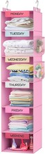 VERONLY Weekly Hanging Closet Organizer for Kids, 6-Shelf Clothes Storage wit...