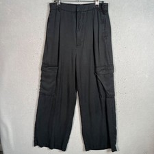Zara Black Cargo Pants Wide Leg Mens Size Medium Elastic Waist