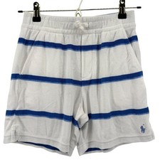 Polo Ralph Lauren Boys White Blue Striped Terry Cloth Shorts Size M 10-12 NEW