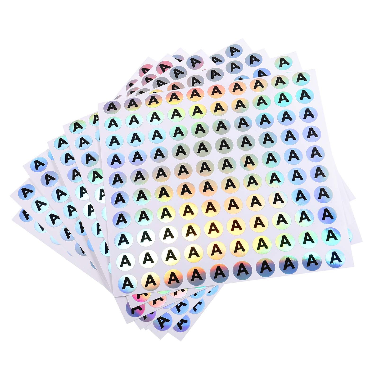 10 Sheet Laser Capital Letter Stickers Alphabet a Round Self-Adhesive Reflective