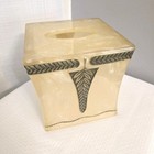 Vtg Faux Pearl Bronze Tissue Cover Square Box Wamsutta Adagio Bathroom Vanity