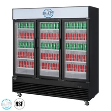 74" Commercial 3 Glass-Doors Merchandiser Refrigerator 60 Cu.Ft. New (Black) NSF
