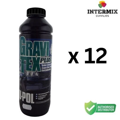U-POL Upol Gravitex Plus Stone Chip Protector, 1L x 12 Black Overpaintable Protection
