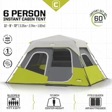 CORE 6 Person Instant Cabin Tent | Portable Large Pop Up Tent with Easy 60