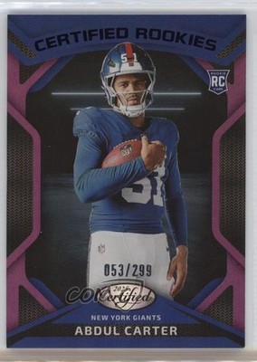 2025 Certified Rookies Mirror Purple /299 Abdul Carter #CRK-ACR RC 5y7
